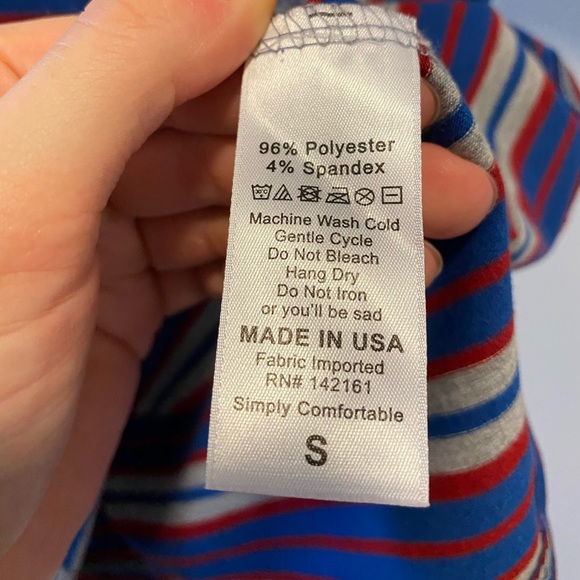 NWT LuLaRoe Red, White & Blue Striped Debbie Dress - Picture 7 of 8